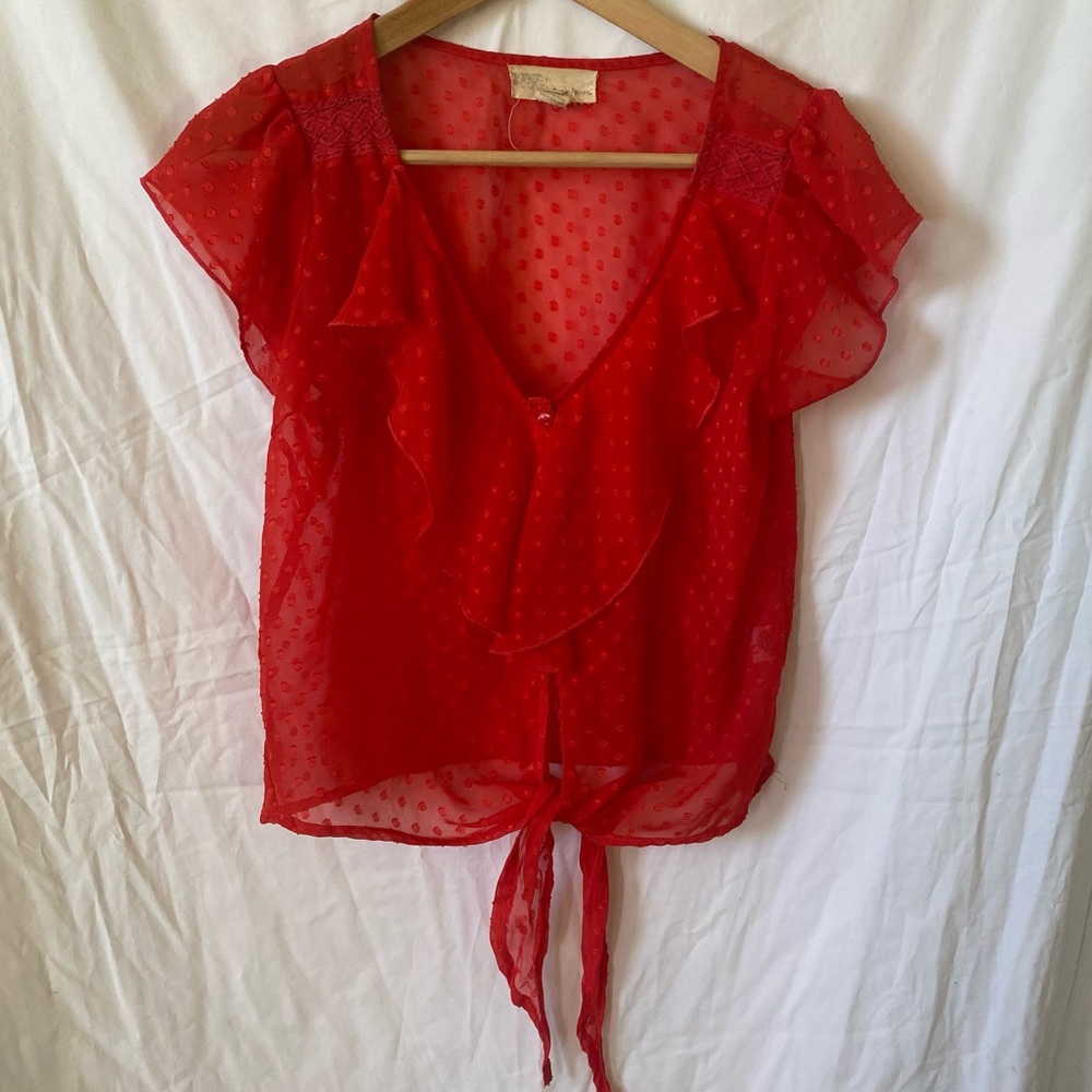 Vintage Red Shear Blouse